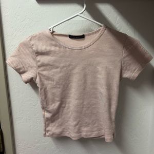 Never Worn Pink and White Striped Brandy Tee